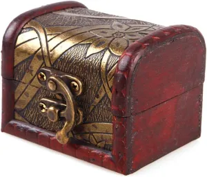 Small Vintage Jewelry Treasure Lock Storage Handmade Wooden Jewelry Case Box Random Color
