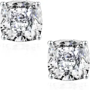 SMILEST 1-3 Carat Cushion Cut Moissanite Earrings - D Color VVS1 Clarity, 18K White & Yellow Gold Vermeil Studs