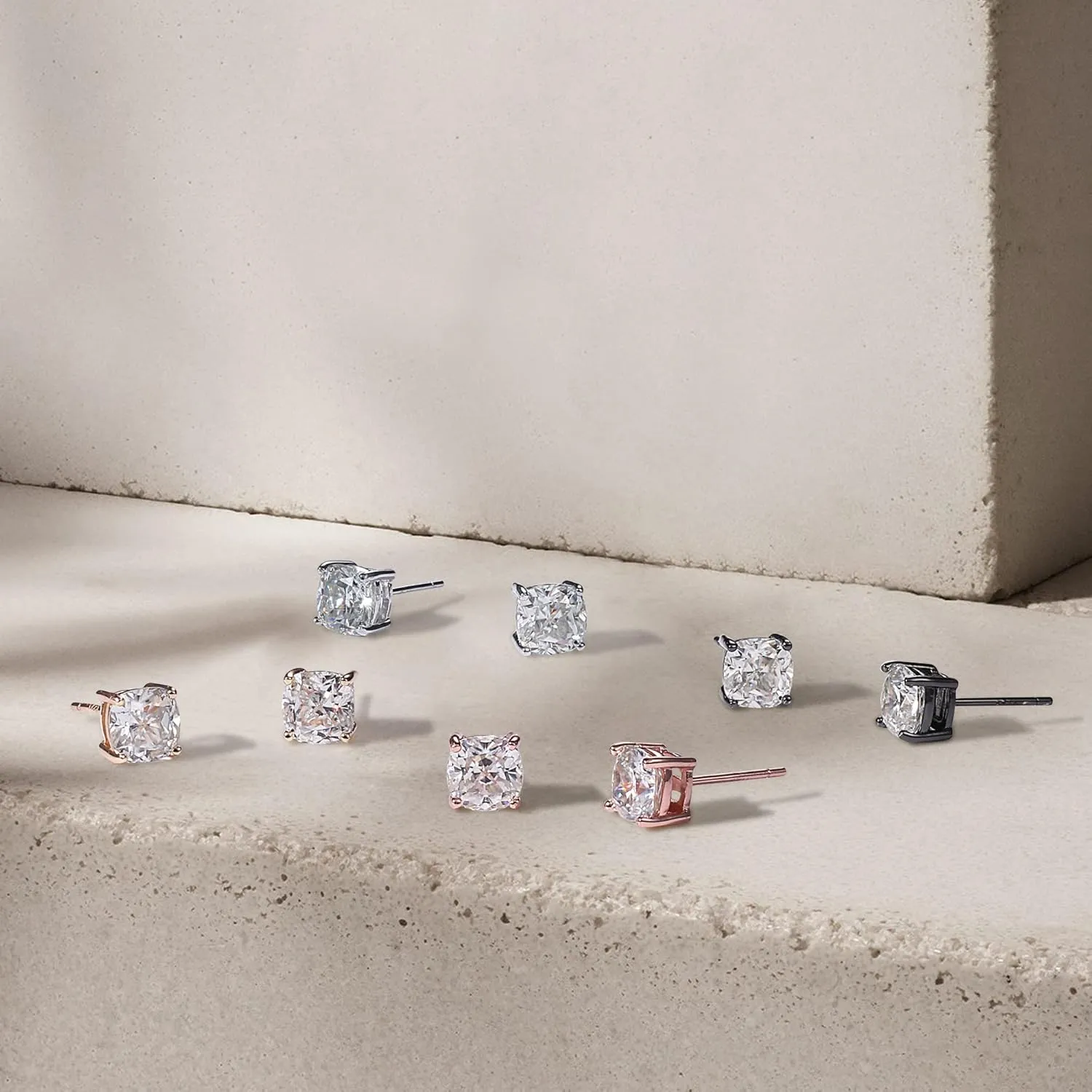 SMILEST 1-3 Carat Cushion Cut Moissanite Earrings - D Color VVS1 Clarity, 18K White & Yellow Gold Vermeil Studs