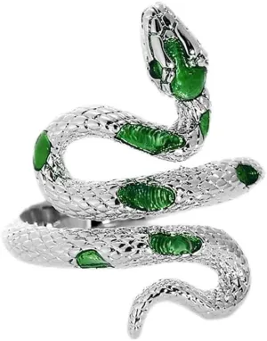 Snake Ring for Women Vintage Animal Snake Wrap Stacking Statement Rings Adjustable Enamel Snake Finger Ring Punk Gothic Snake Jewelry Gifts