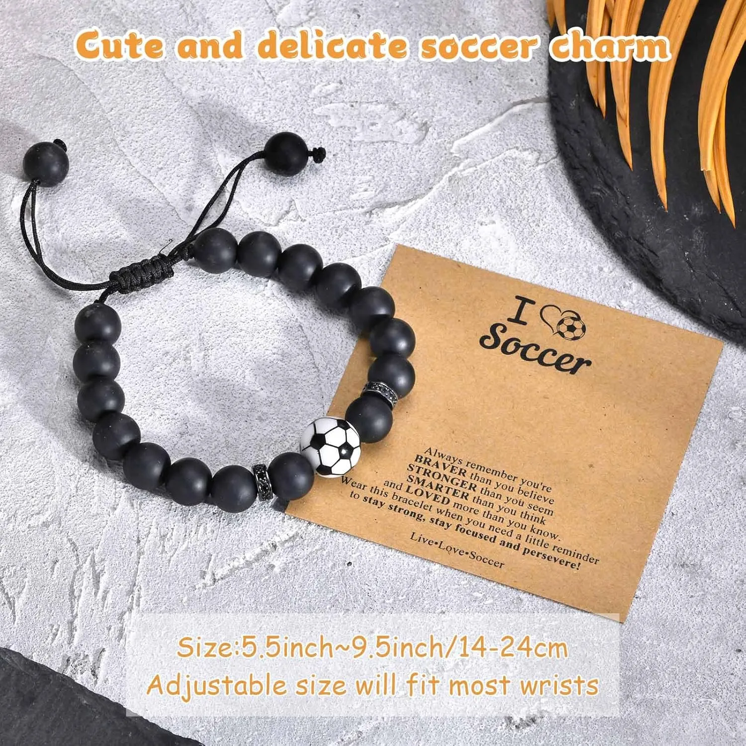 Soccer Football Basketball Baseball Bracelet    , Silicone Bead Adjustable Sports Lover Teens Players Team Accessories Jewelry Stuff Gift for 6-16 Years Old Boys Girls