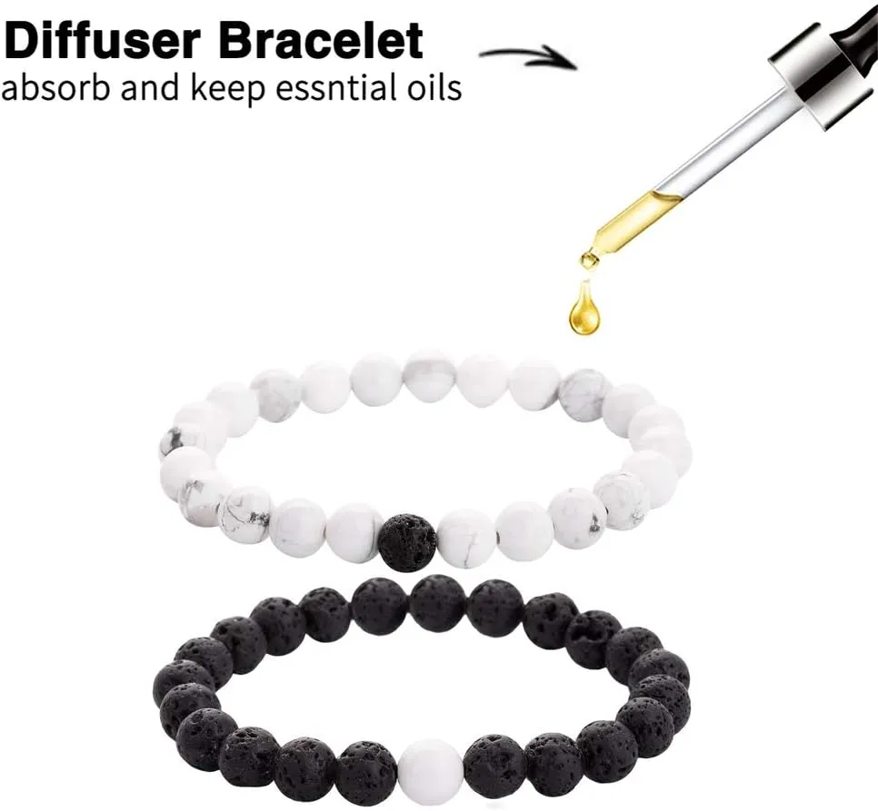 Softones 8MM Lava Rock Beads Bracelet for Men Women,Friendship Couples Gifts Natural Stone Bracelets