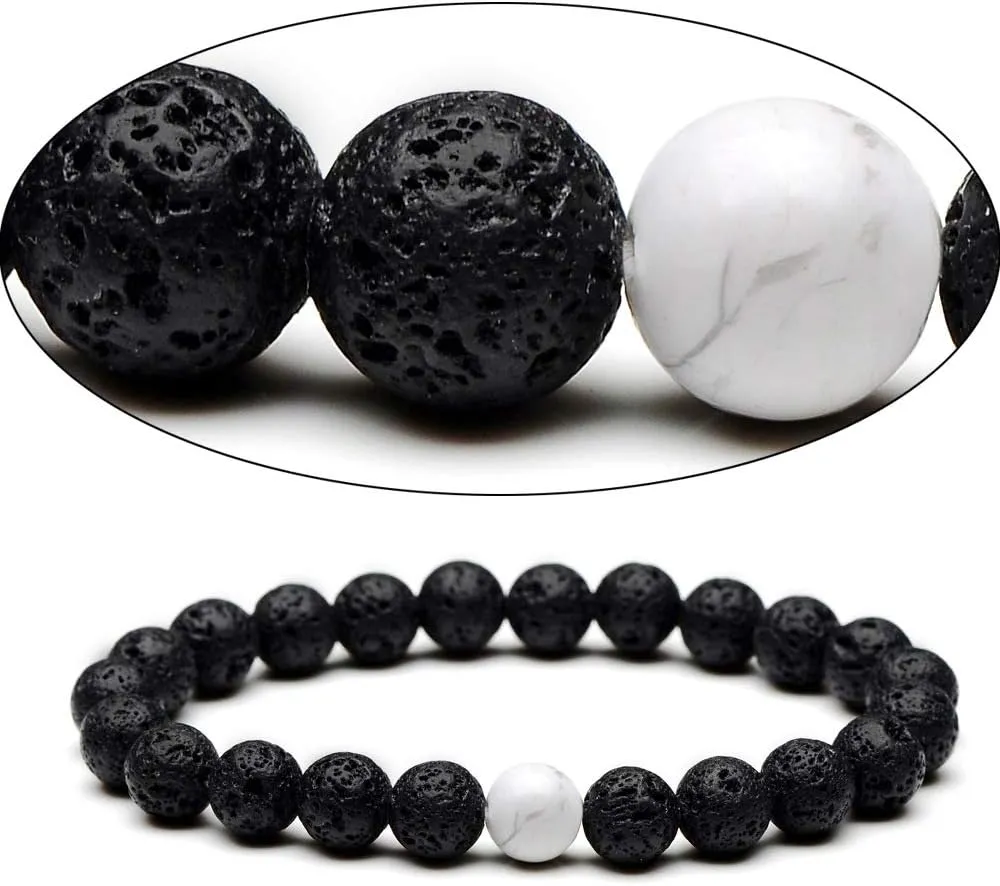 Softones 8MM Lava Rock Beads Bracelet for Men Women,Friendship Couples Gifts Natural Stone Bracelets
