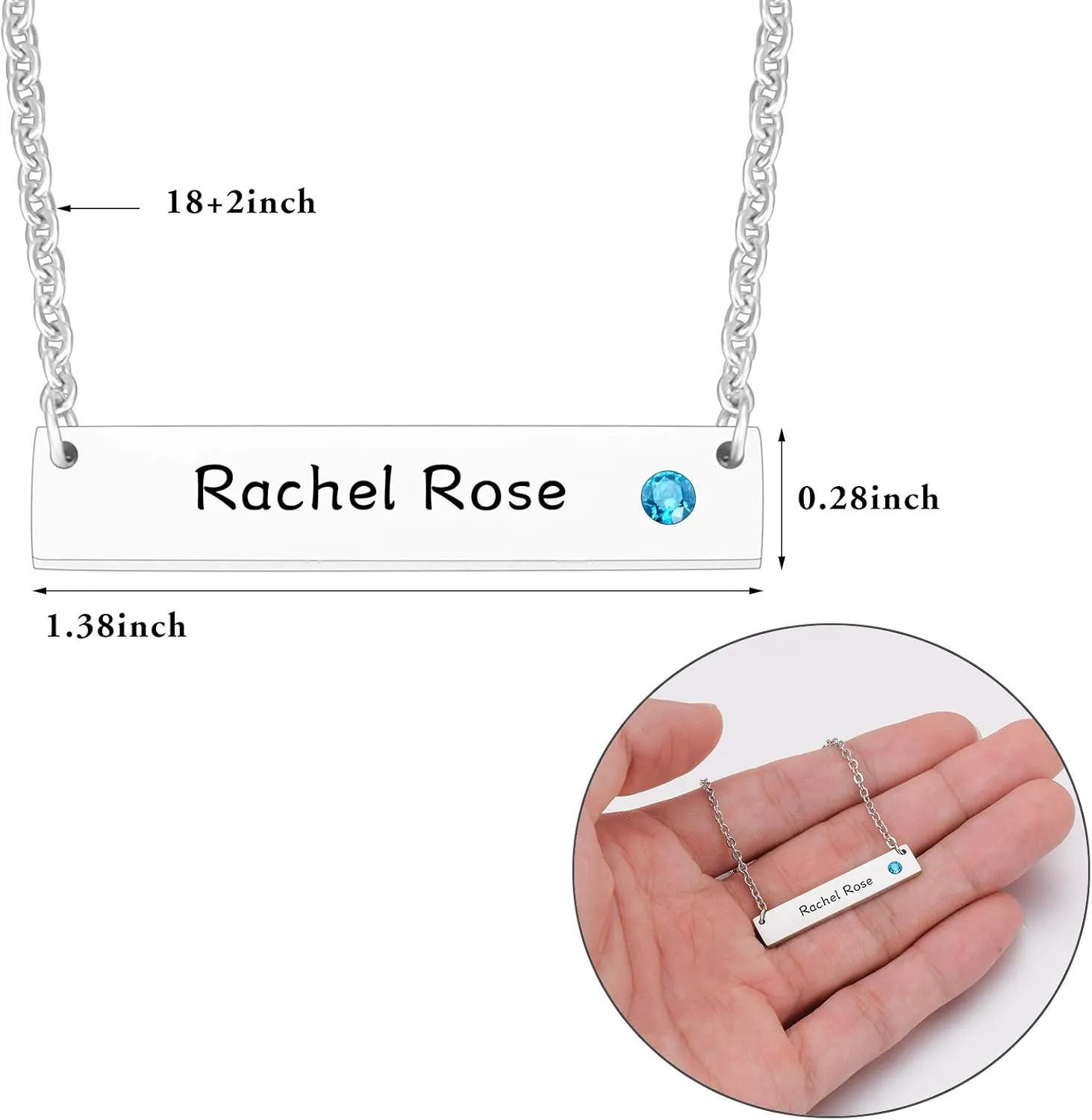 SOITIS Personalized Heart Necklace Stainless Steel Heart Necklace with 3 CZ Birthstones Rose Gold Heart Necklace with 1-3 Engraved Names for Woman Family Mother Wife Daughter Sisters Best Friends