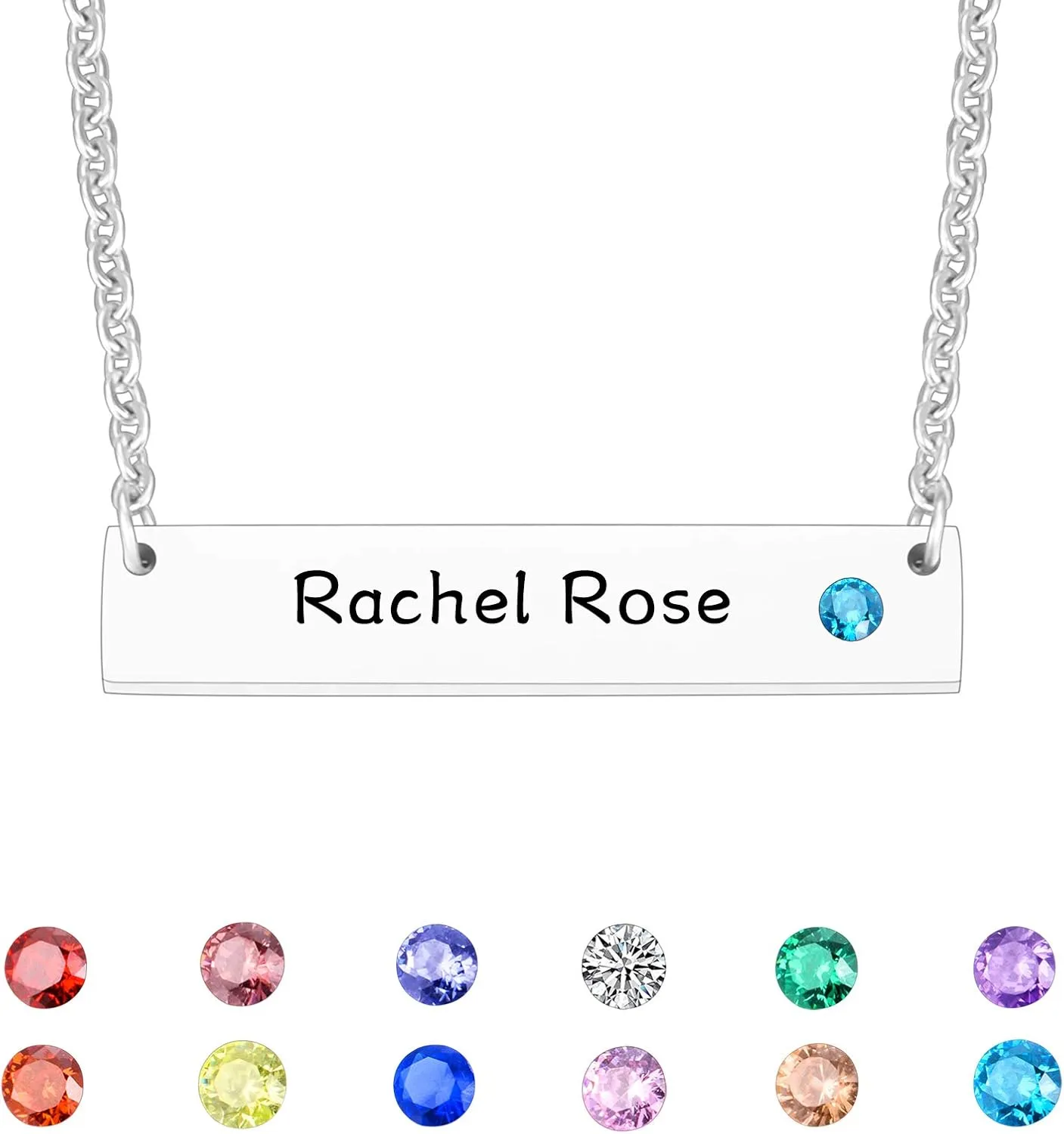 SOITIS Personalized Heart Necklace Stainless Steel Heart Necklace with 3 CZ Birthstones Rose Gold Heart Necklace with 1-3 Engraved Names for Woman Family Mother Wife Daughter Sisters Best Friends