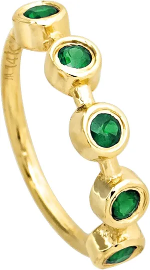 Solid 14K Gold Nose Hoop 20G Nose Ring Bezel Set 5-Stone Emerald Gemstone Nose Hoop - Ear Cartilage Ring - May BirthStone Nose Ring
