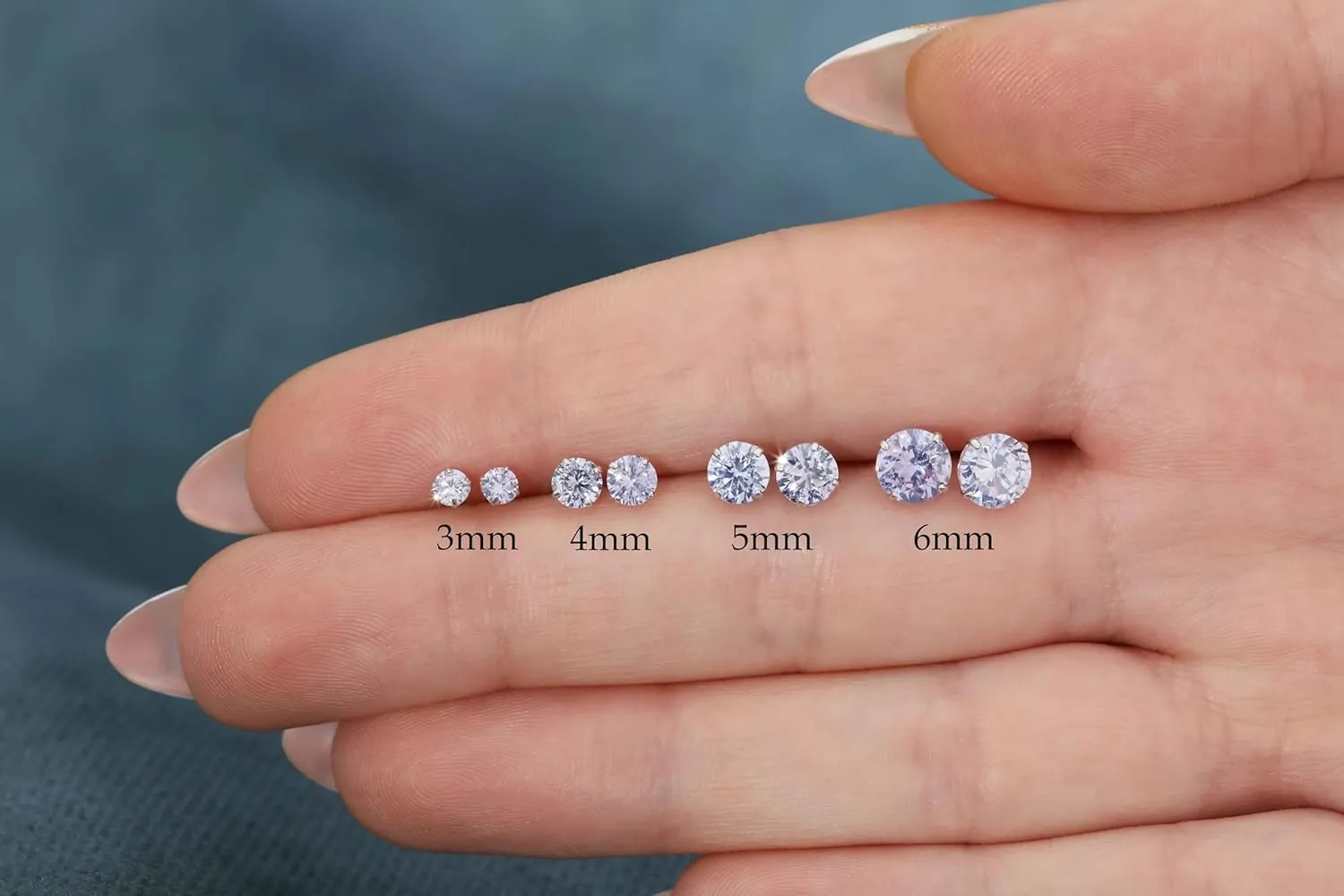 Solid 14K Yellow Gold Round Solitaire Simulated-Birthstone Minimalist Stud Earring