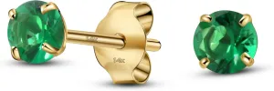Solid 14K Yellow Gold Round Solitaire Simulated-Birthstone Minimalist Stud Earring