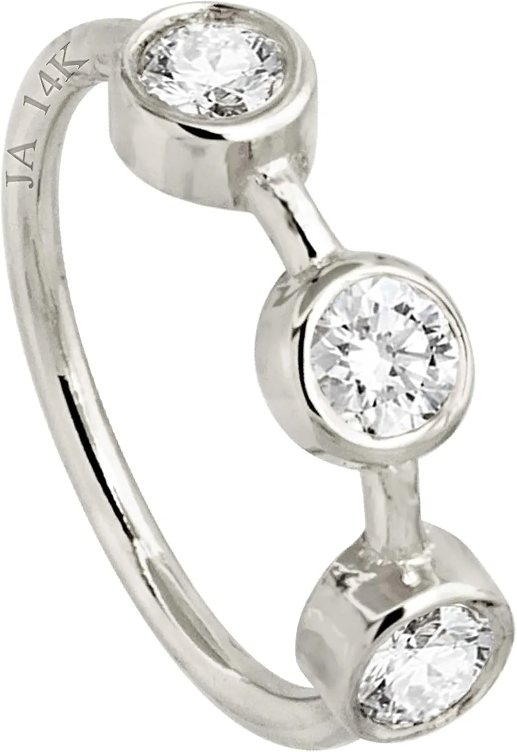 Solid 20G 14Kt White/Yellow Gold Bezel Set 3-Stone Diamond Nose Hoop Ring - Ear Cartilage Ring - April BirthStone Nose Ring Stud