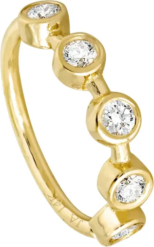 Solid 20G 14Kt White/Yellow Gold Bezel Set 5-Stone Diamond Nose Hoop Ring - Ear Cartilage Ring - April BirthStone Nose Ring Stud