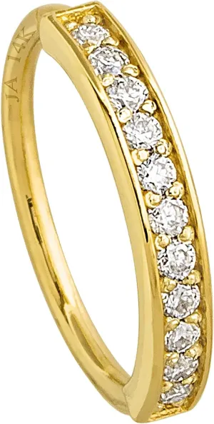 Solid 20G 14Kt White/Yellow Gold Prong Set 11-Stone Diamond Nose Hoop Ring - Ear Cartilage Ring - April BirthStone Nose Ring Stud