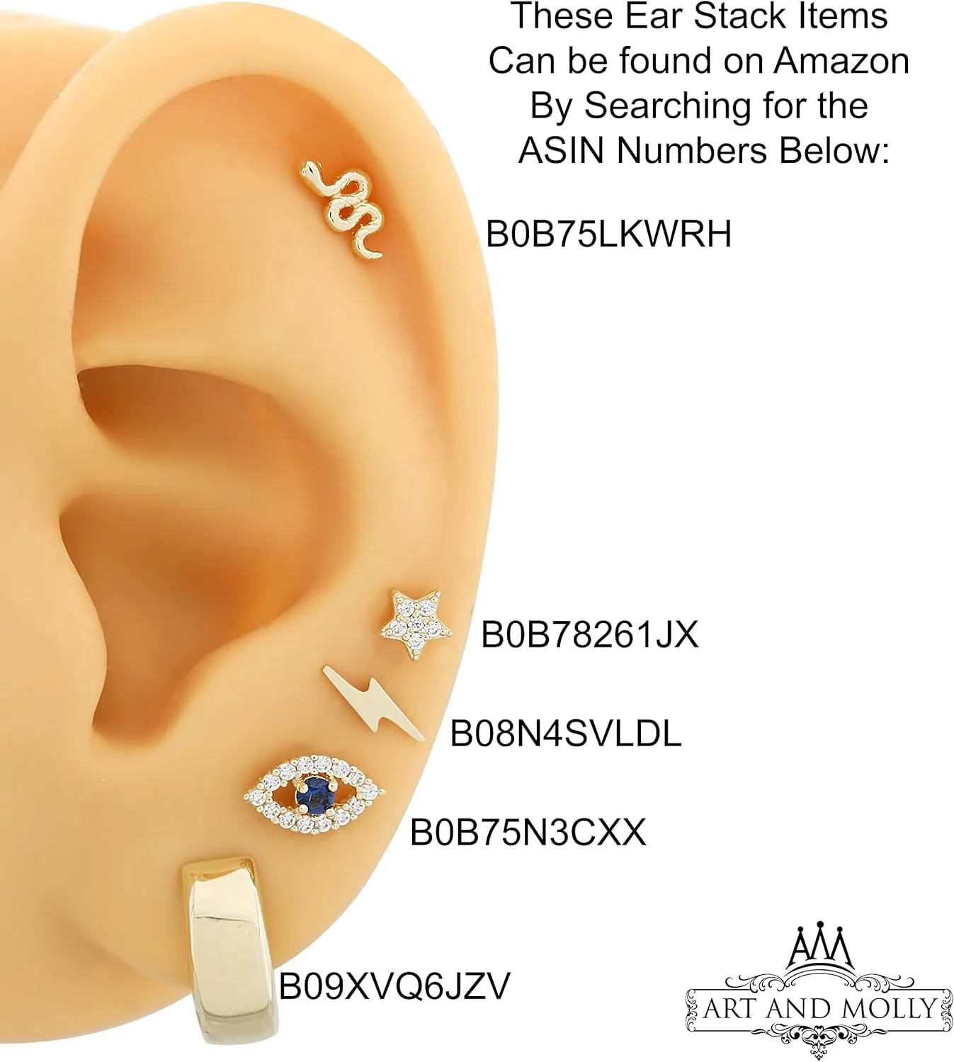 Solid Gold 14k Tiny Snake Stud Earrings