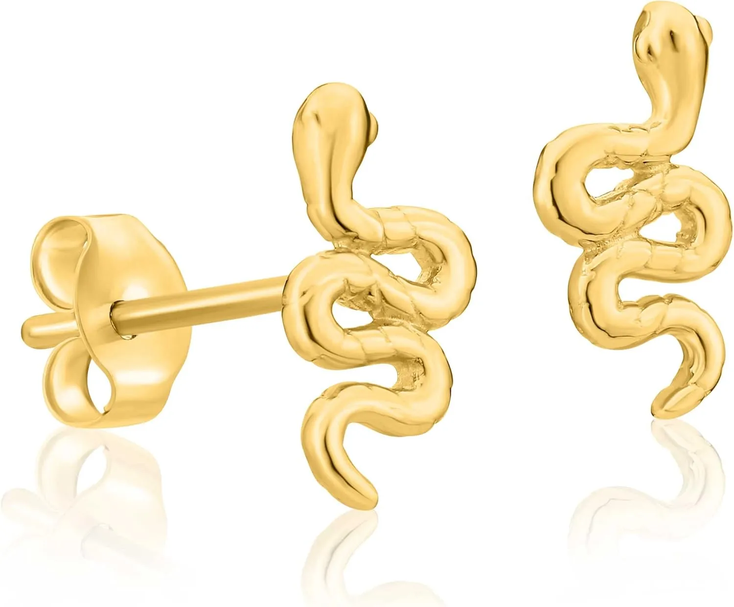 Solid Gold 14k Tiny Snake Stud Earrings