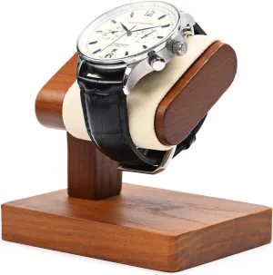 Solid Wood Single Watch Display Stand for Men Jewelry Watch Showcase Stand Display (Beige)