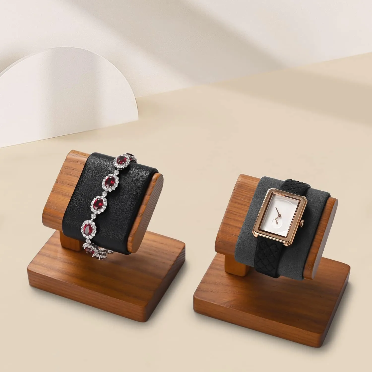 Solid Wood Single Watch Display Stand for Men Jewelry Watch Showcase Stand Display (Gray)