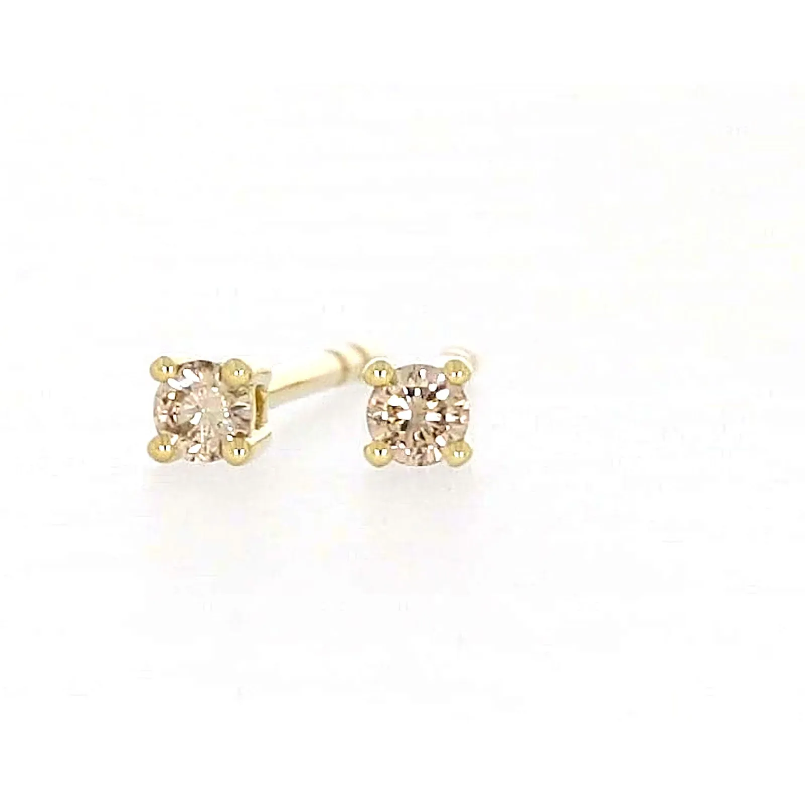 Solitaire 9ct Yellow Gold Round Brilliant Cut 0.06 CARAT tw of Diamonds Stud Earrings
