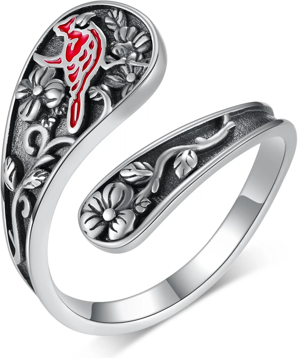 Spoon Rings for Women 925 Sterling Silver Spoon Ring Vintage Cardinal Ring Adjustable Thumb Rings for Women