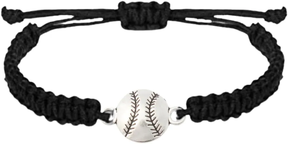 Sportybella - Baseball Bracelet, Baseball Jewelry, Adjustable Braided Baseball Bracelet, Baseball Gifts, Baseball Accessories