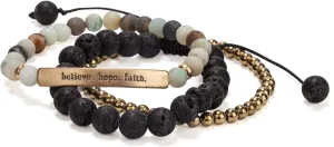 SPUNKYsoul Inspirational Message Prayer Beaded Bracelet - Christian Bible Cuff John 3:16 Natural Stone Bead Stretch Strand Bangle Fashion Jewelry for Women