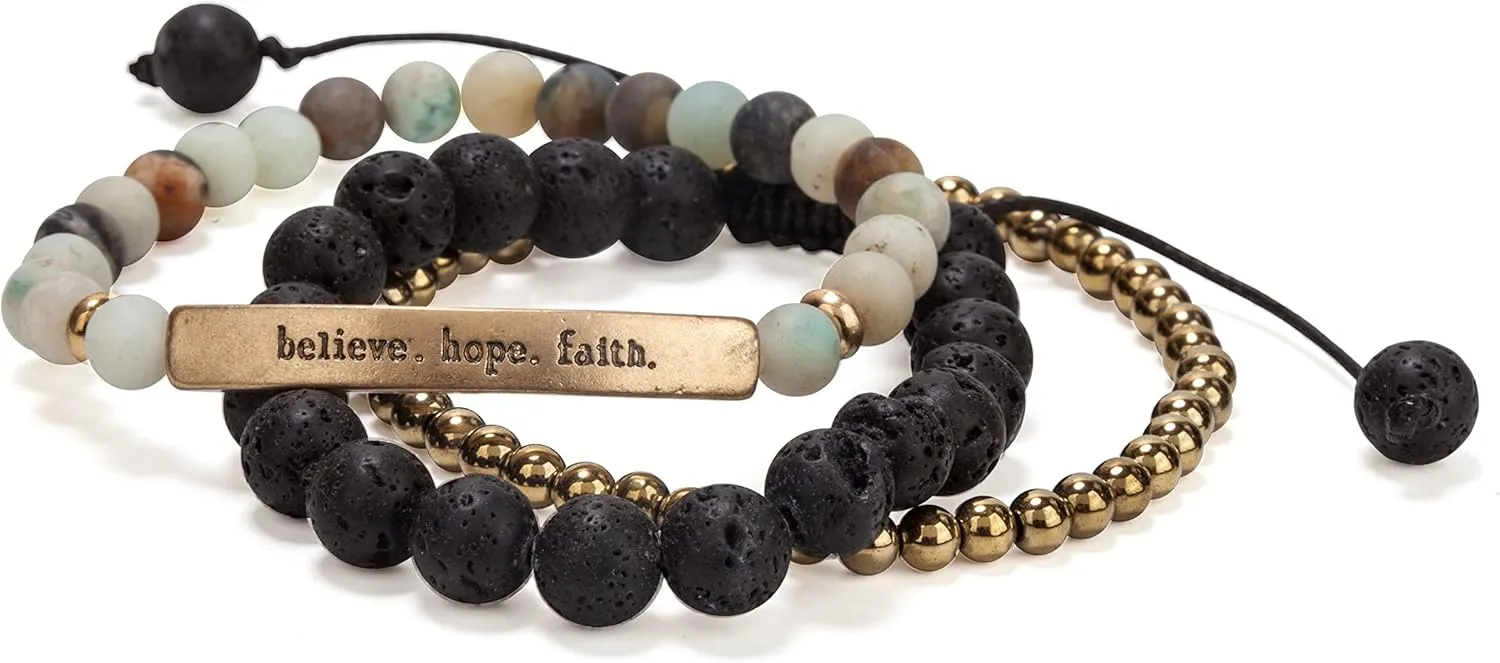SPUNKYsoul Inspirational Message Prayer Beaded Bracelet - Christian Bible Cuff John 3:16 Natural Stone Bead Stretch Strand Bangle Fashion Jewelry for Women