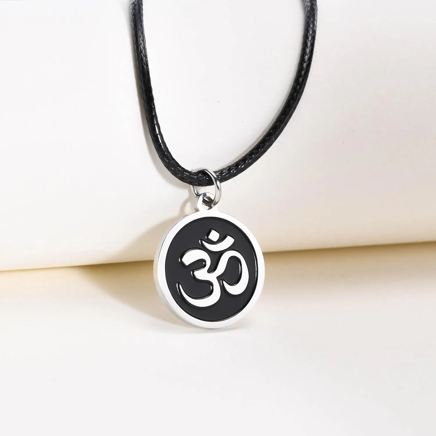Stainless Steel Om Necklace for Men Women, Gold/Silver/Black Yoga Charm Pendant Necklaces Aum Om Ohm Sanskrit Symbol Hindu Meditation Chain Necklace,Mens Womens Jewelry Gifts