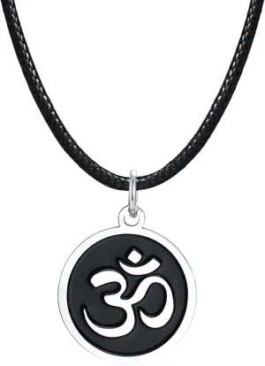 Stainless Steel Om Necklace for Men Women, Gold/Silver/Black Yoga Charm Pendant Necklaces Aum Om Ohm Sanskrit Symbol Hindu Meditation Chain Necklace,Mens Womens Jewelry Gifts