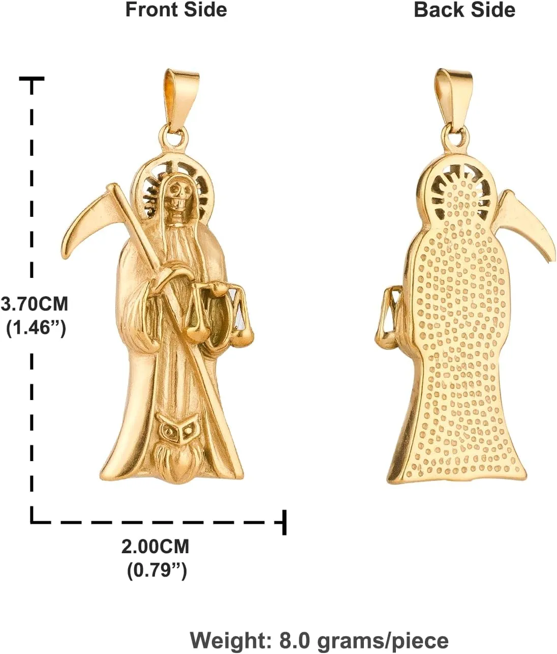 Stainless Steel Saint Jude/Santa Muerte Holy Death Grim Reaper/Lord's Prayer Bible Cross/The Good Shepherd Pope Francis Papal Cross/INRI Crucifixion Pendant