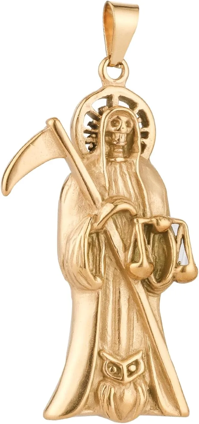 Stainless Steel Saint Jude/Santa Muerte Holy Death Grim Reaper/Lord's Prayer Bible Cross/The Good Shepherd Pope Francis Papal Cross/INRI Crucifixion Pendant