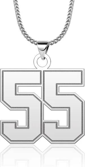 Stainless Steel Sports Baseball Jersey Number 55 Necklace Charms Number Pendant for Boys Men Girls, 55_Silver