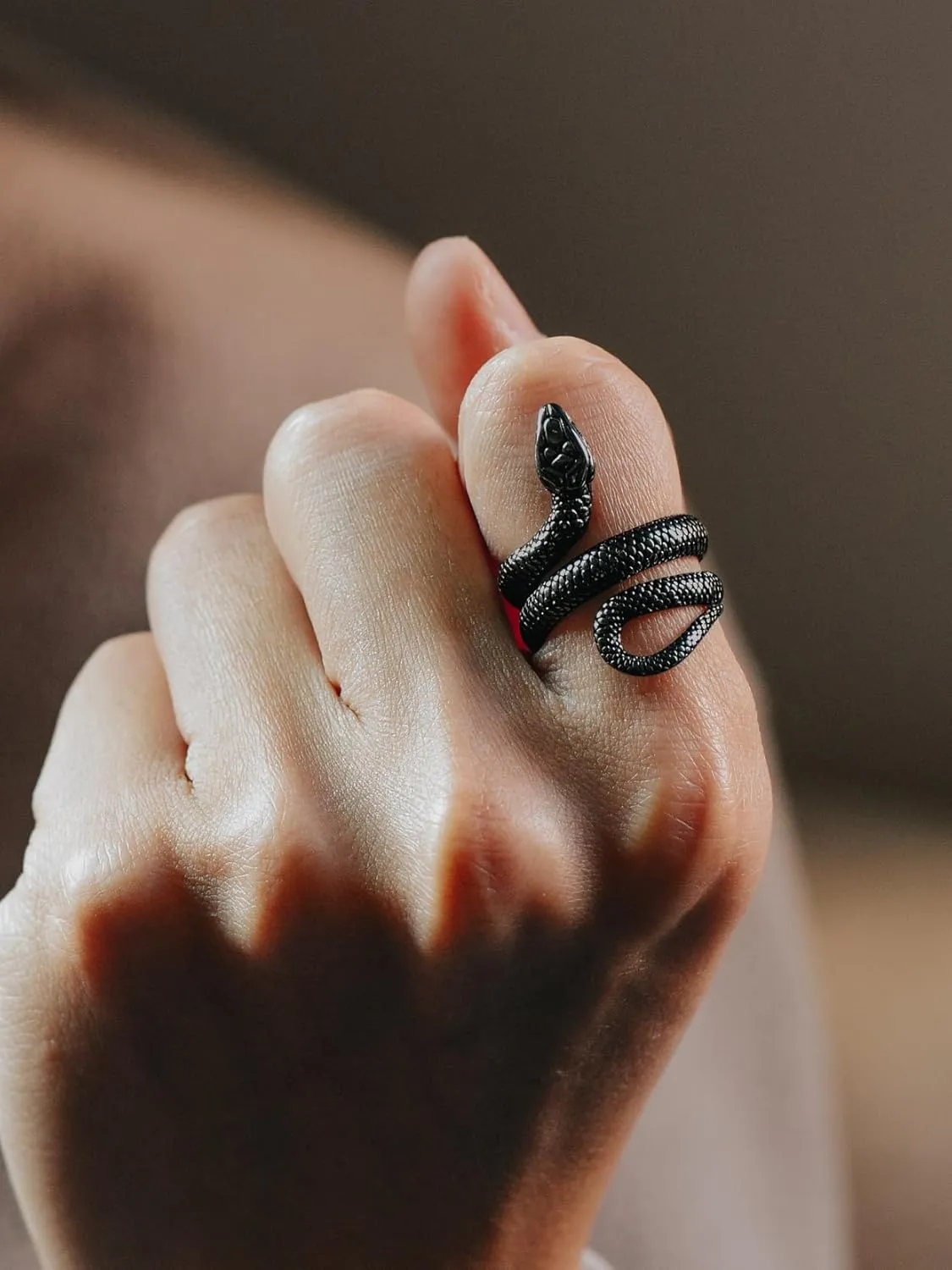 Stainless Steel/18K Gold Plated/Black Snake Ring for Men Women Size 7-12 Serpent Reptile Rings Punk Gothic Jewelry(with Gift Box)