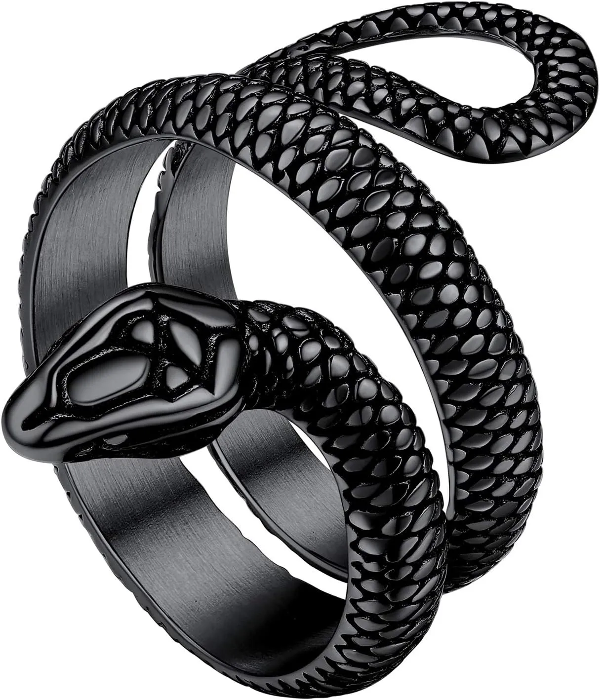 Stainless Steel/18K Gold Plated/Black Snake Ring for Men Women Size 7-12 Serpent Reptile Rings Punk Gothic Jewelry(with Gift Box)
