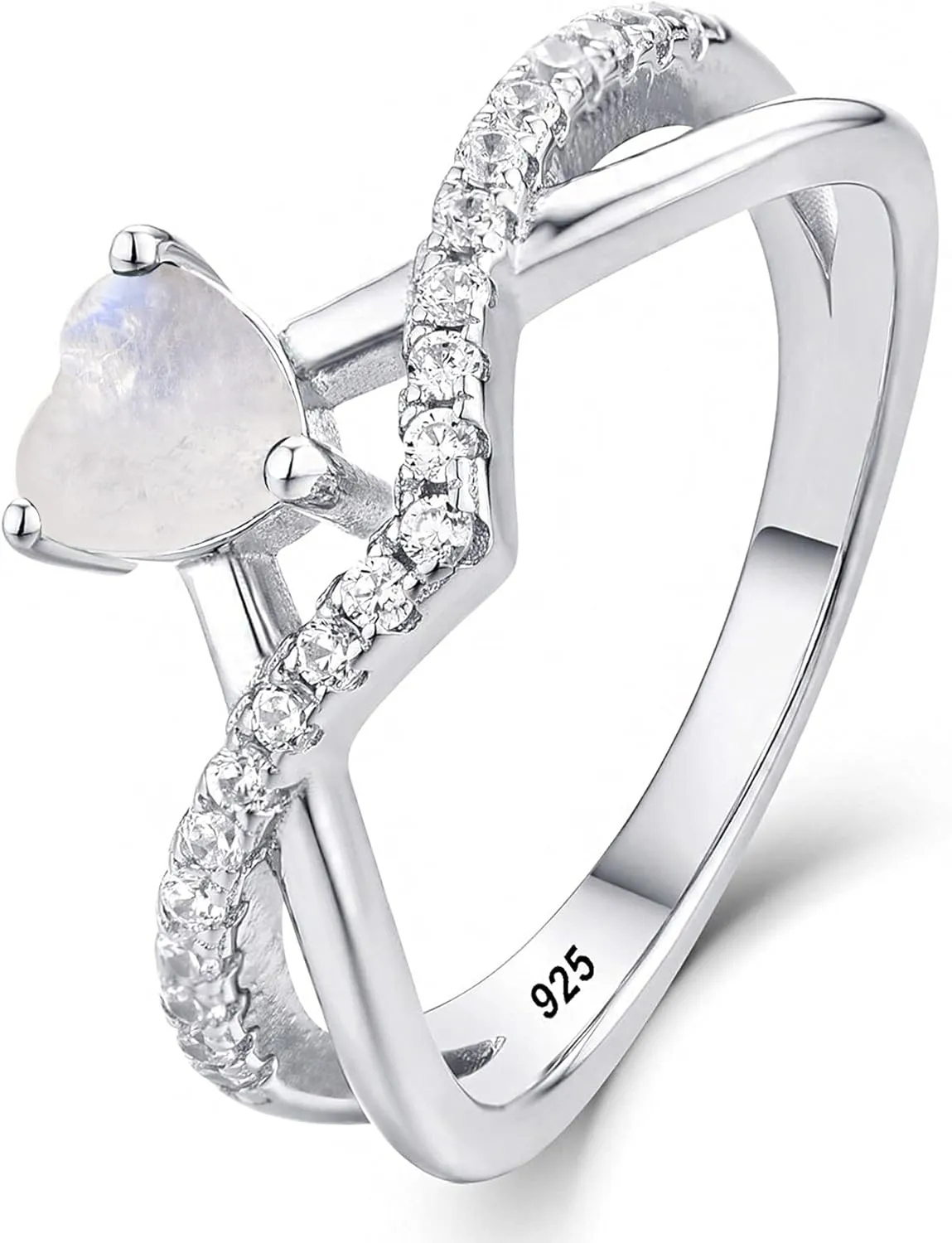 STARCHENIE Crossover Birthstone Rings for Women Sterling Silver Twisted Wedding Engagement Promise Rings with 0.5ct Cubic Zirconia,size 5-10