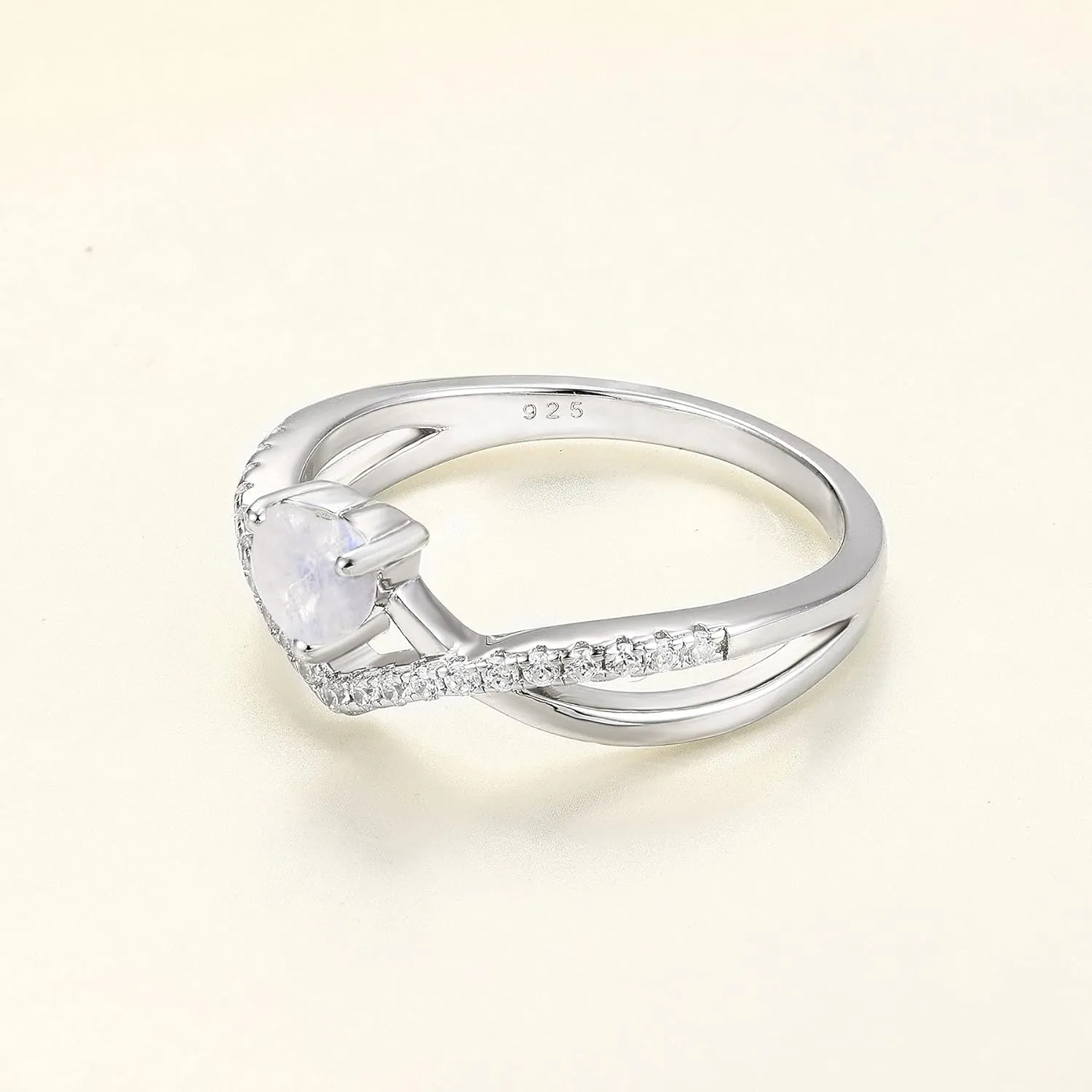 STARCHENIE Crossover Birthstone Rings for Women Sterling Silver Twisted Wedding Engagement Promise Rings with 0.5ct Cubic Zirconia,size 5-10