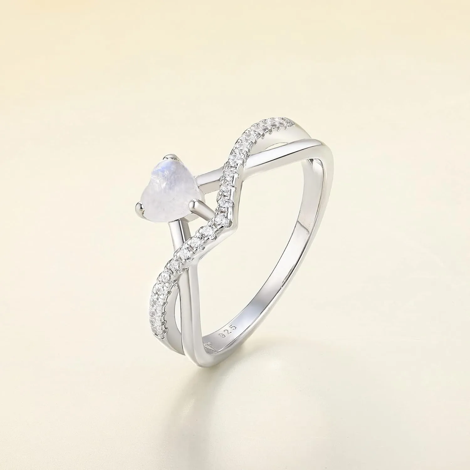 STARCHENIE Crossover Birthstone Rings for Women Sterling Silver Twisted Wedding Engagement Promise Rings with 0.5ct Cubic Zirconia,size 5-10