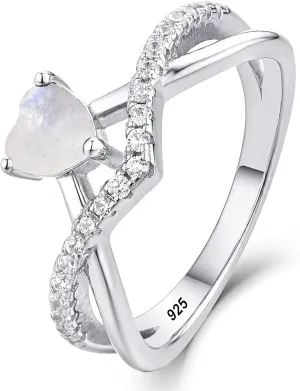 STARCHENIE Crossover Birthstone Rings for Women Sterling Silver Twisted Wedding Engagement Promise Rings with 0.5ct Cubic Zirconia,size 5-10