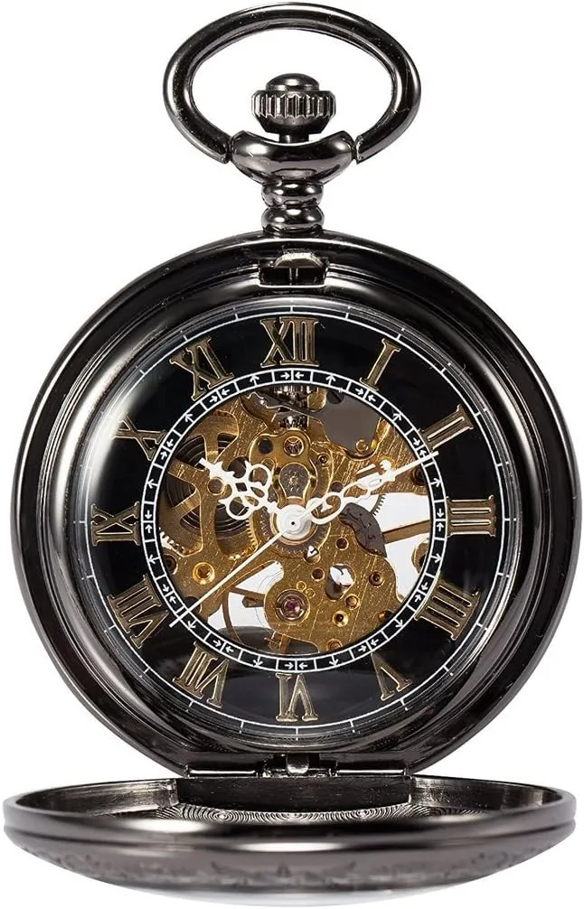 Steampunk Skeleton Mechanical Copper Fob Retro Pocket Watch