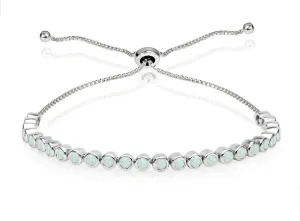 Sterling Silver Genuine, Created or Simulated Gemstone 2mm Round Bezel-set Adjustable Dainty Tennis Stack Bracelet for Women