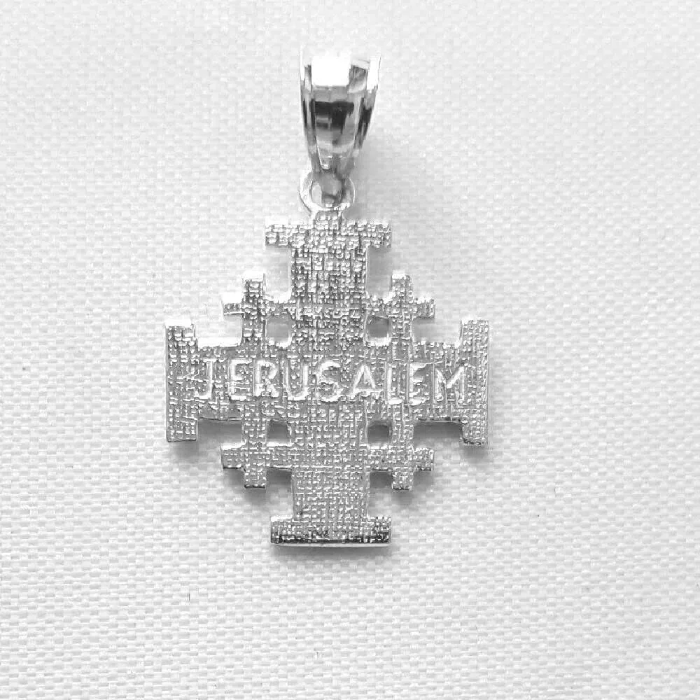 Sterling Silver Jerusalem Cross Charm/Pendant, Made in USA, Italian Box Chain