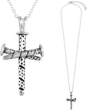 Sterling Silver Necklace with Nail Cross Crucifixion of Jesus Pendant