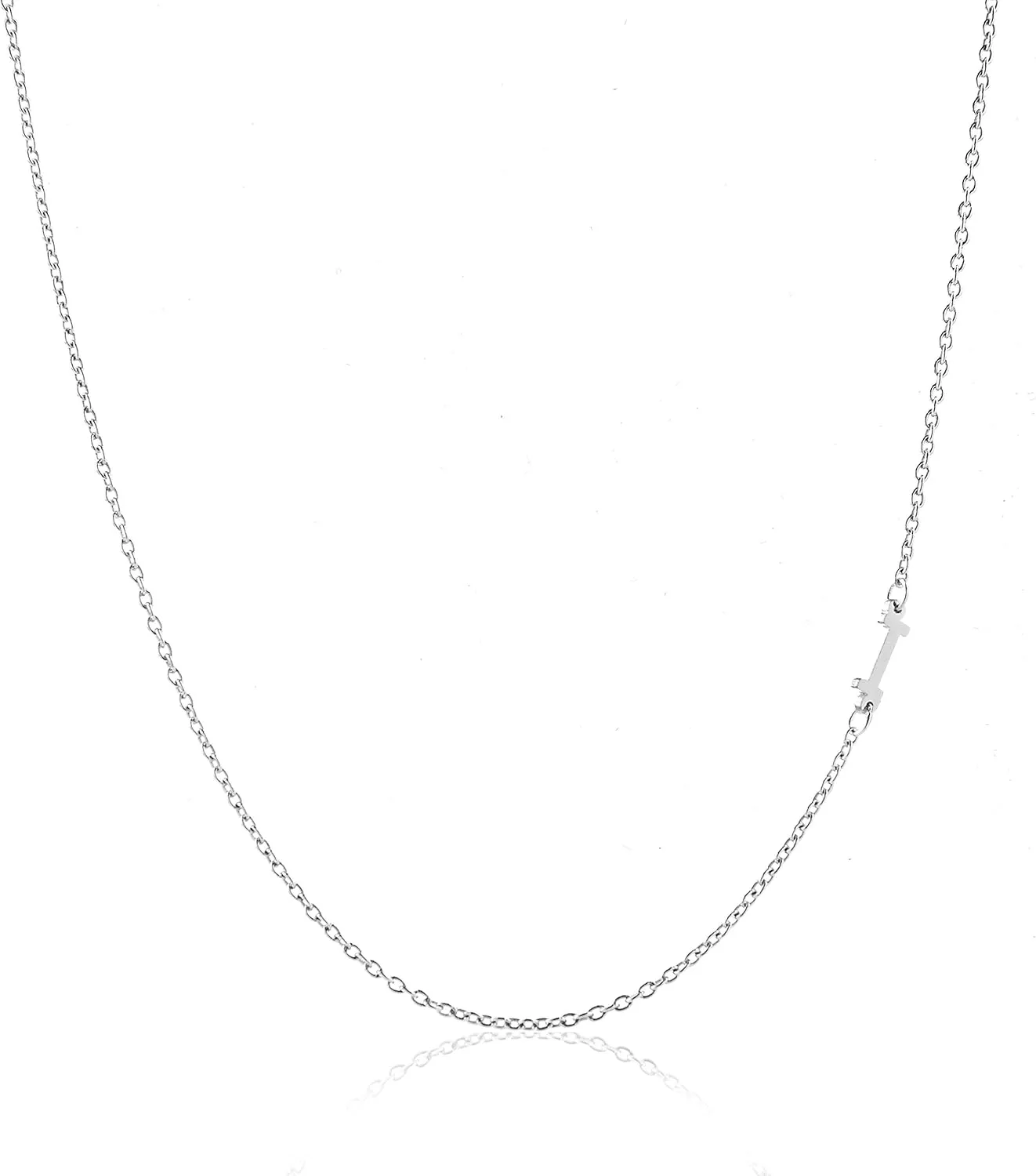 Sterling Silver Side Mini Initial Necklace
