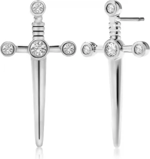 Sterling Silver Stud Earrings,14K Gold Plated Cubic Zirconia Cross Stud Earrings Jewelry, Hypoallergenic CZ Cute Dainty Earrings Present for Men Women Girlfriend Mother