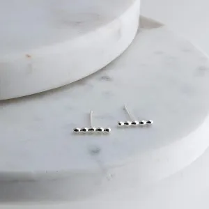 Sterling Silver Tiny Line Bar Ball Piercing Stud Earrings for Women Hypoallergenic for Sensitive Ears Small Minimalist Handmade Jewelry (11mm Bar Dot Studs/Sterling Silver)