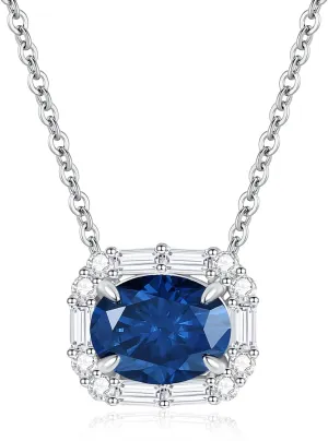 Stjarna 2Carat Moissanite Necklace for Women Platinum Plated S925 Silver Blue Moissanite Pendant D Color VVS1 Simulated Diamond Jewelry Gift