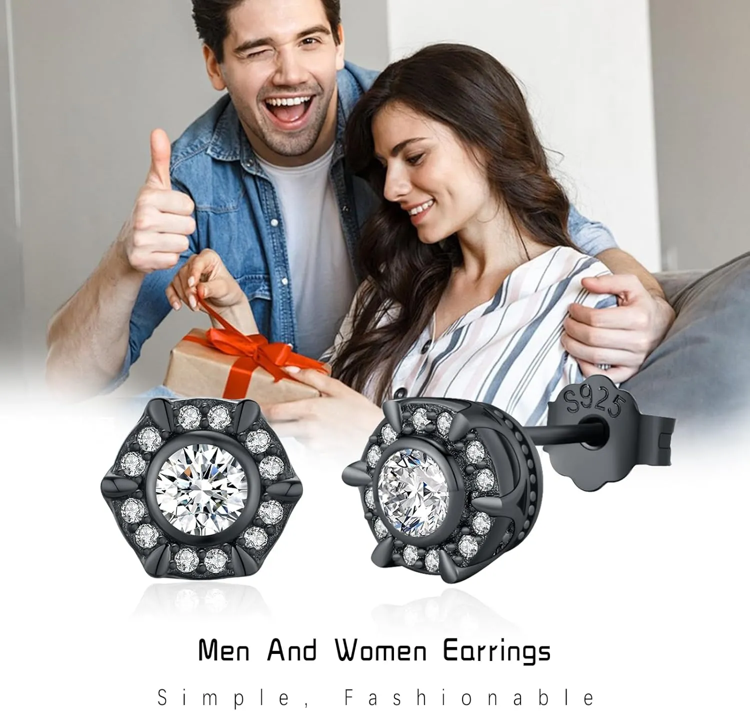 Stud Earrings 925 Sterling Silver Stud Earrings for Mens Womens Pierced Mens Earrings Jewelry Gift for Father's Day Gifts