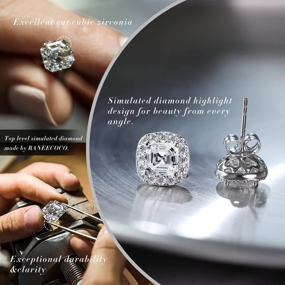 Stunning Flame 18K White Gold Plated Halo Cluster Cubic Zirconia Earrings/Sterling Silver Stud Earrings for Women, Mom