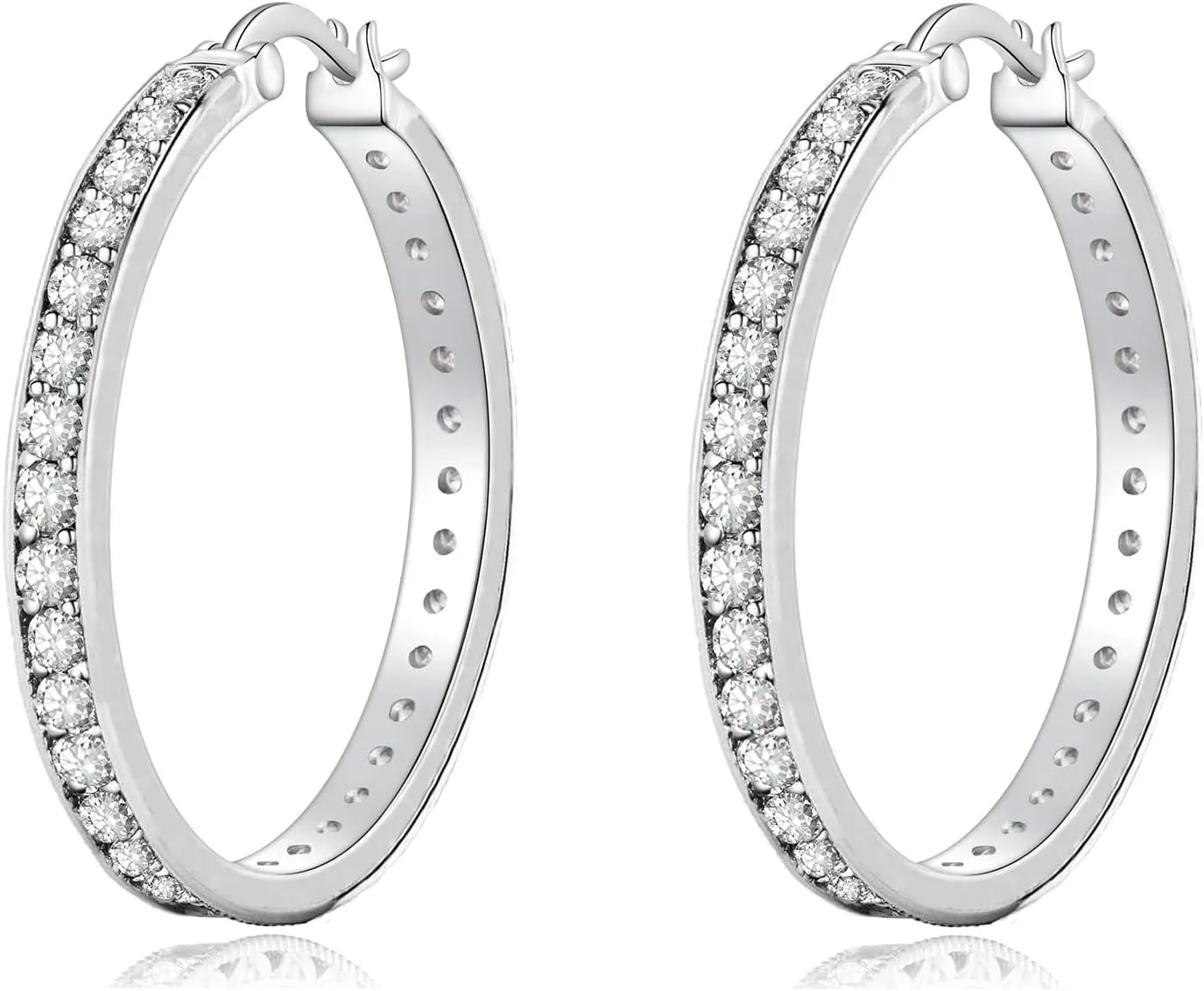Stunning Stainless Steel Cubic Zirconia Hoop Earring for Women Hypoallergenic Jewelry for Sensitive Ears Large Big Hoop Earrings 20MM