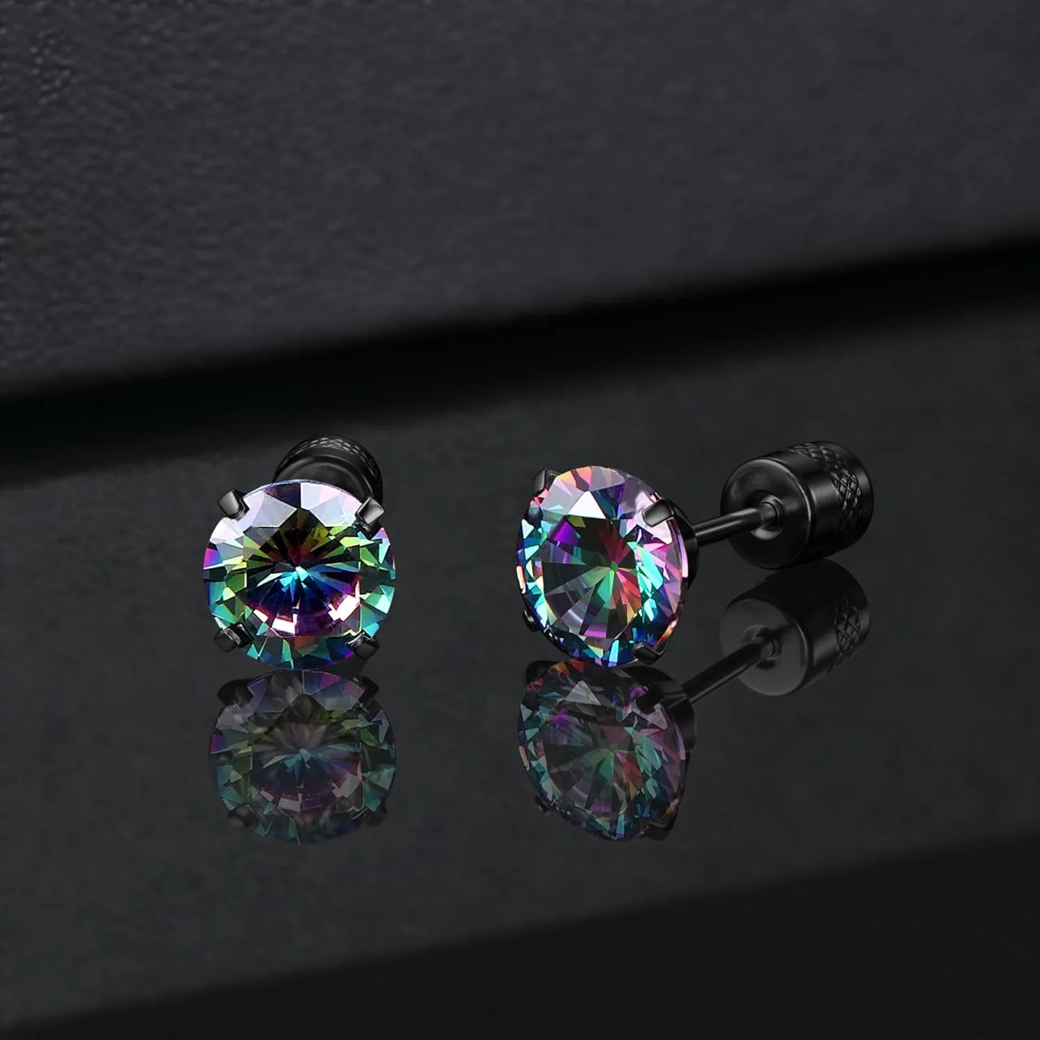 Subiceto Hypoallergenic G23 Implant Grade Titanium Screw Back Earrings 20G Pure Titanium Post for Sensitive Ears 5A Cubic Zirconia Titanium Earring Studs for Women Men Double Side Earrings Piercing Sleeper Studs Jewelry