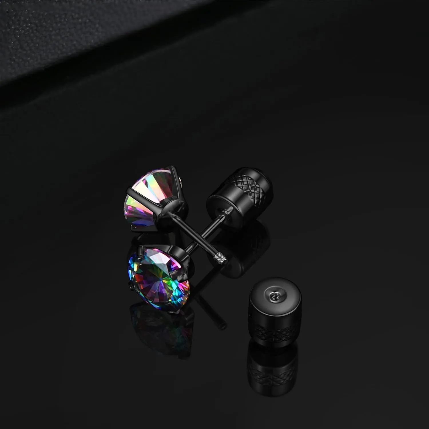 Subiceto Hypoallergenic G23 Implant Grade Titanium Screw Back Earrings 20G Pure Titanium Post for Sensitive Ears 5A Cubic Zirconia Titanium Earring Studs for Women Men Double Side Earrings Piercing Sleeper Studs Jewelry