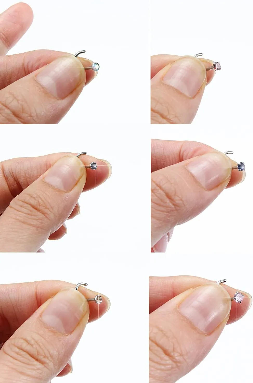 Surgical Steel Nose Ring Stud 18G 20G 22G L Shaped Screw Straight Nose Studs CZ Top 1.5mm 2mm 2.5mm 3mm 3.5mm 4mm Nose Piercings 18 Gauge 20 Gauge 22 Gauge Nose Rings Studs for Women Men