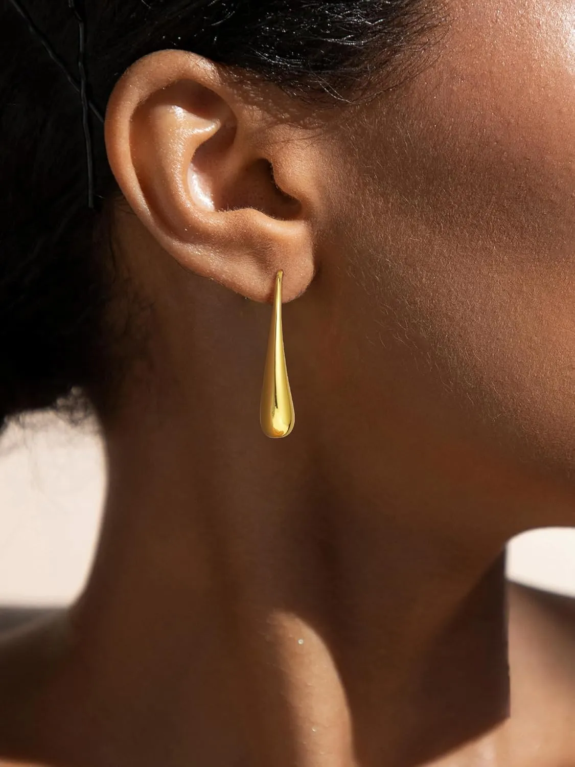SWEETV 14K Gold Plated Statement Drop Dangle Earrings for Women, Stunning Teardrop Waterdrop Leverback Women's Earrings Jewelry Gift, 925 Sterling Silver Hypoallergenic